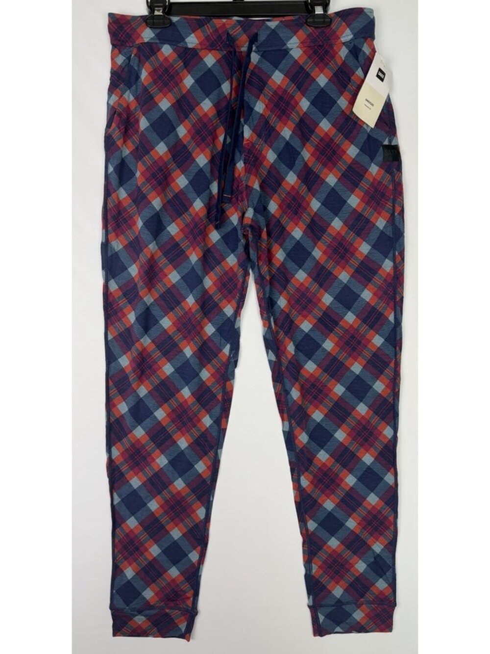 SAXX Snooze Pant Lounge PJ Pajama Plaid Design Men's Large Blue
